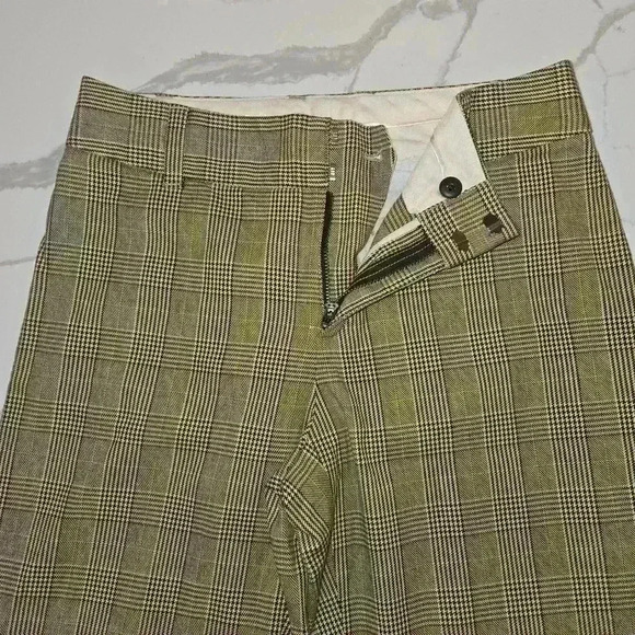 Rafaella Womens Plaid Wide Leg Cuffed Stretch Trouser Pant Brown Tan Size 6 - Picture 5 of 9